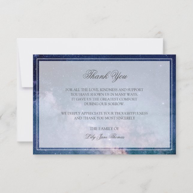 Starry Night Beerdigung Danke | Memorial Card (Vorderseite)