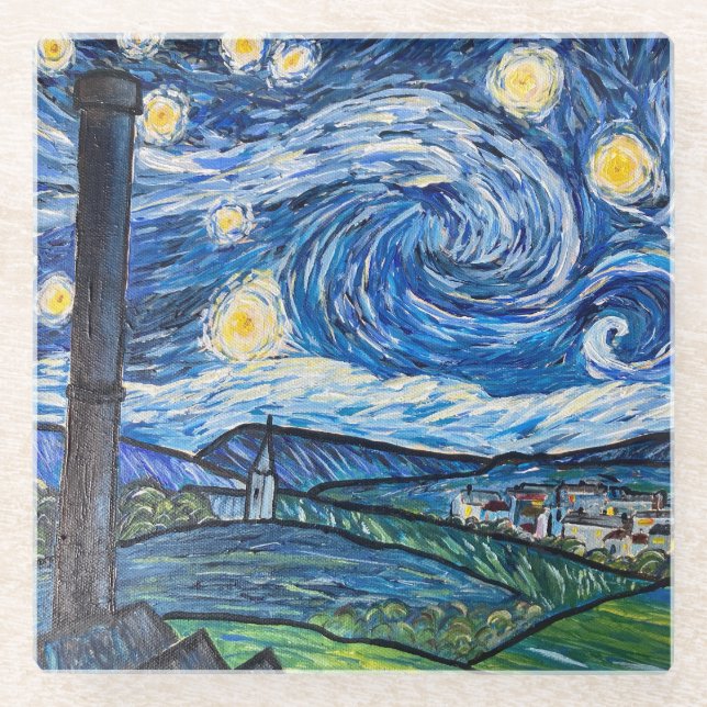 Starry Night Belmont Lancashire Glasuntersetzer (Vorderseite)