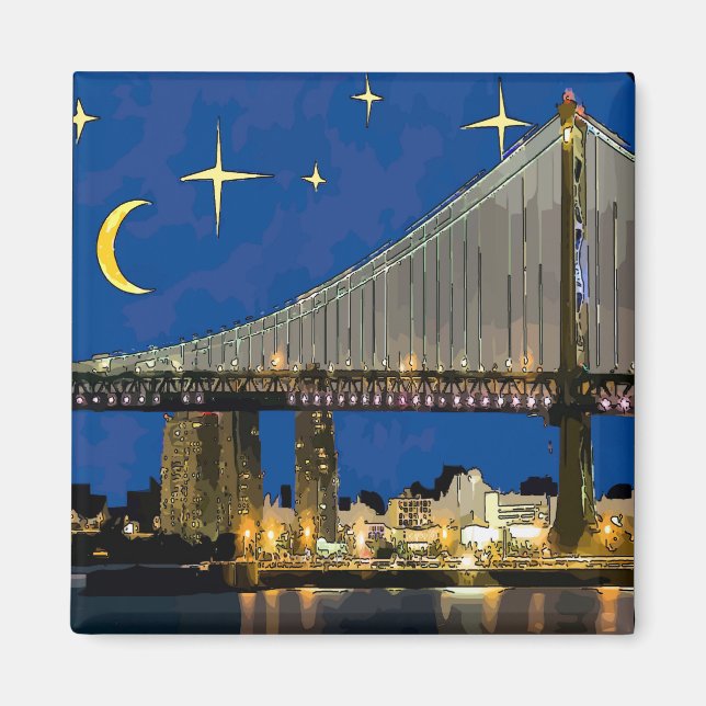 Starry Night Ben Franklin Bridge Magnet (Vorne)