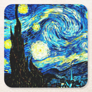 Starry Night, berühmtes Gemälde von Vincent van  Rechteckiger Pappuntersetzer