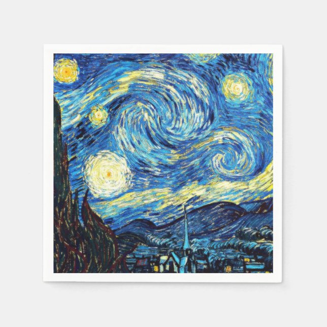 Starry Night, berühmtes Kunstwerk von Vincent van  Serviette (Vorderseite)