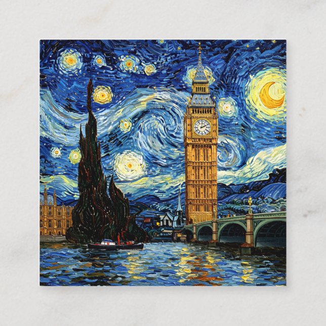 Starry Night Big Ben London England Begleitkarte (Rückseite)