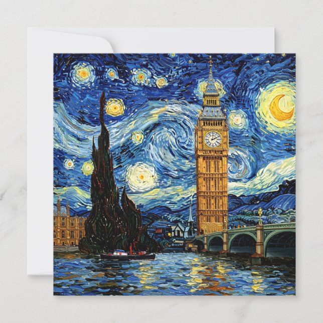 Starry Night Big Ben London England Einladung (Vorderseite)