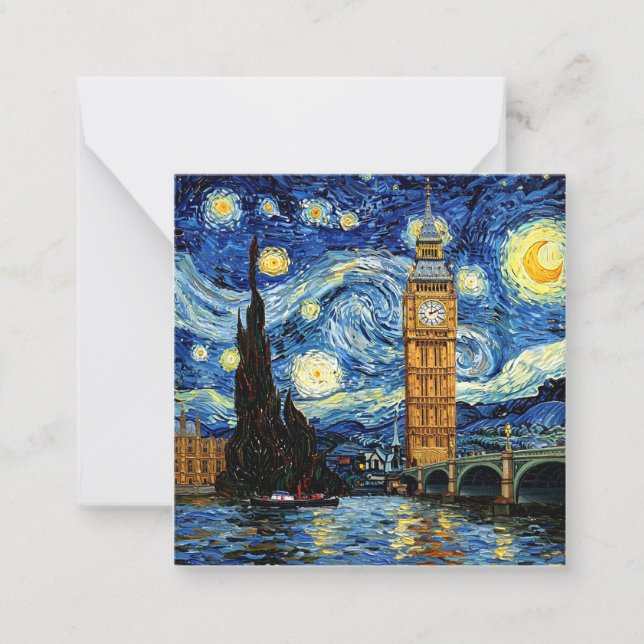 Starry Night Big Ben London England Mitteilungskarte (Vorderseite)