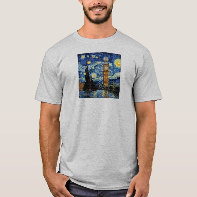 Starry Night Big Ben London England T-Shirt (Vorderseite)