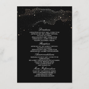 Starry Night Black and Gold Wedding Information Begleitkarte