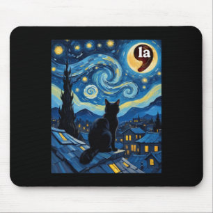 Starry Night Black Cat Comma La Kamala Harris 1 Mousepad