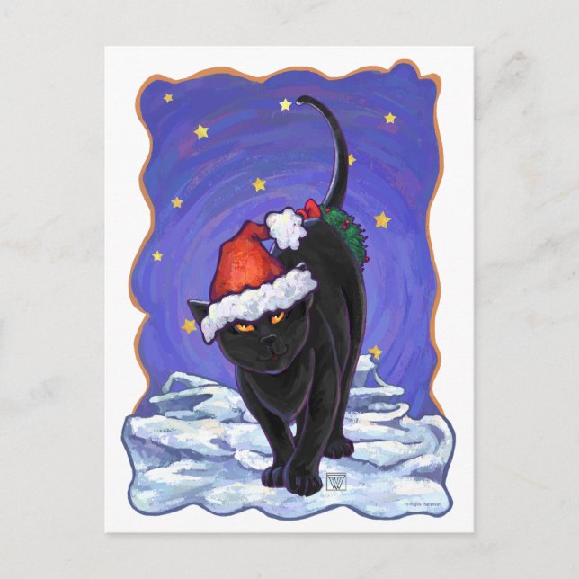 Starry Night Black Cat Weihnachten (Vorderseite)