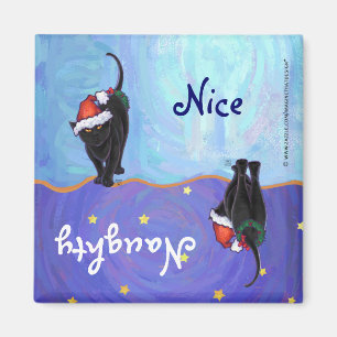 Starry Night Black Cat Weihnachten Magnet