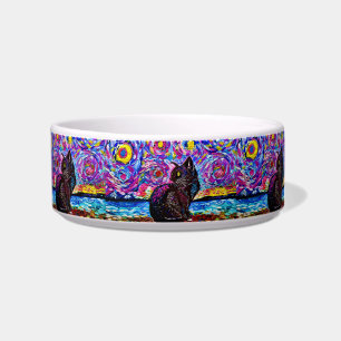 Starry Night Black Kitty Keramik Food Bowl Napf