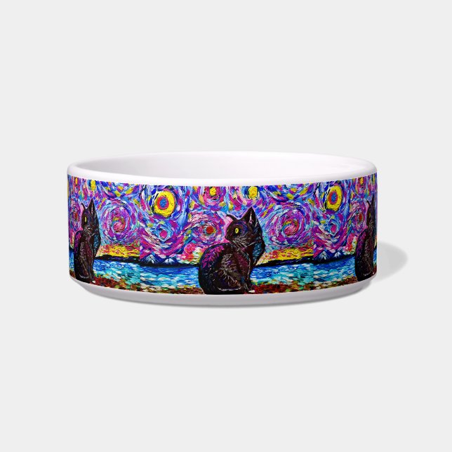 Starry Night Black Kitty Keramik Food Bowl Napf (Rechts)