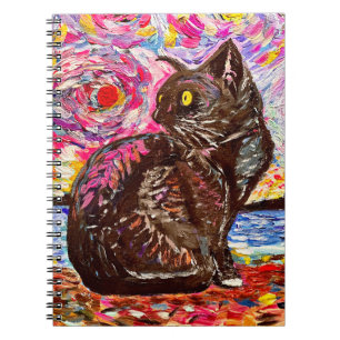 Starry Night Black Kitty Notebook Notizblock
