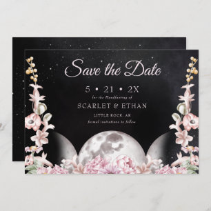 Starry Night Black & Pink Triple Moon Handfasts Save The Date