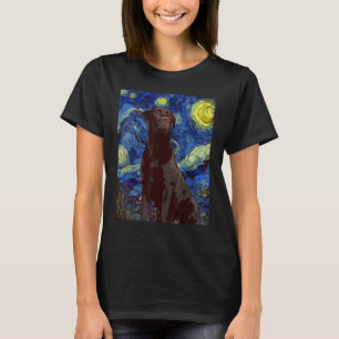 Starry Night Black Riant Labrador Hund Malerei Hun T-Shirt