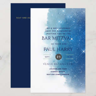 Starry Night Blue Bar Bat Mitzvah Einladungen