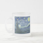 Starry Night, Blue French Stars, Vincent Van Gogh Mattglastasse<br><div class="desc">Eine französische Stadt "Saint Remy" ist mit der Leuchtdichte der Sterne an einer blauen Sternennacht erstarrt. Der nächtliche Himmel über der Landschaft wirbelt mit weißen Wolken,  Sternen und hellgelben Halbmond um Mitternacht. Vintage postimpressionistische Ölgemälde von Vincent Van Gogh.</div>