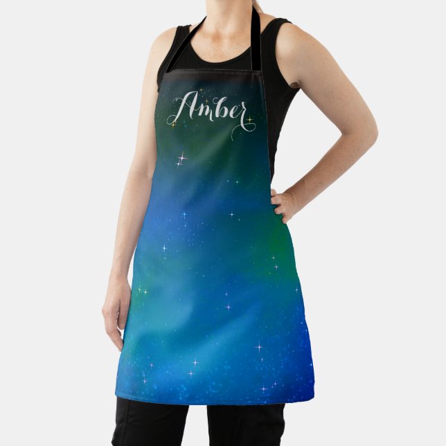 Starry Night Blue Galaxy Sky Personalisiert Schürze (InSitu)