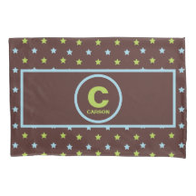 Starry Night Blue Green and Brown Boy's Monogram