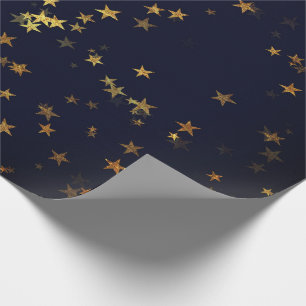 Starry Night Blue Navy Forest Gold Confetti Geschenkpapier
