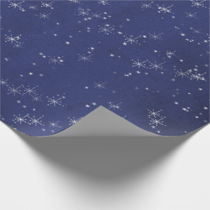 Starry Night Blue Navy Gray Silver Confetti Deicat Geschenkpapier