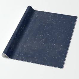 Starry Night Blue Navy White Gray Silver Confetti Geschenkpapier