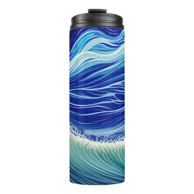 Starry Night Blue Ocean Wave Thermosbecher (Vorderseite)