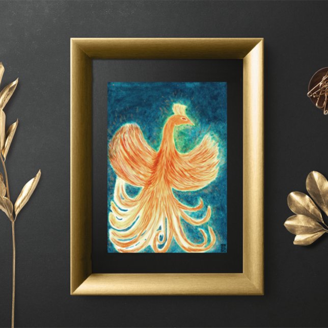 Starry Night Blue Rising Phoenix Watercolor Poster (Von Creator hochgeladen)