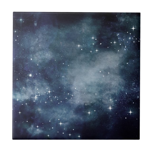 Starry Night Blue Sky Stars Lovers Universe Fliese (Vorderseite)