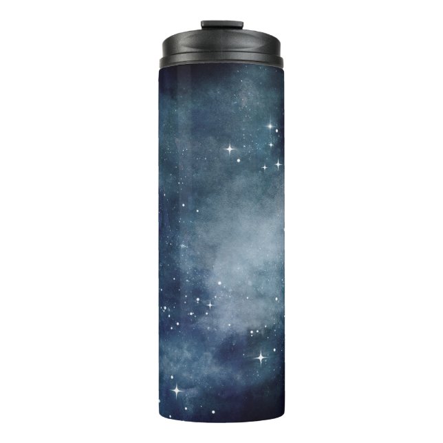Starry Night Blue Sky Sterne Liebhaber Universum Thermosbecher (Vorderseite)