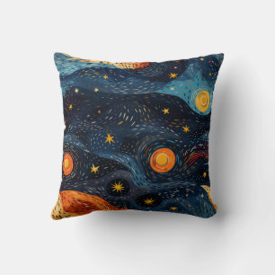 "Starry Night Blue und Orange Kissen