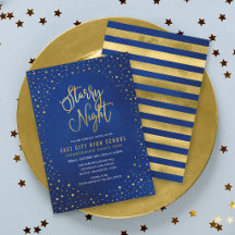 Starry Night Blue Watercolor Imitats Gold Scool Da