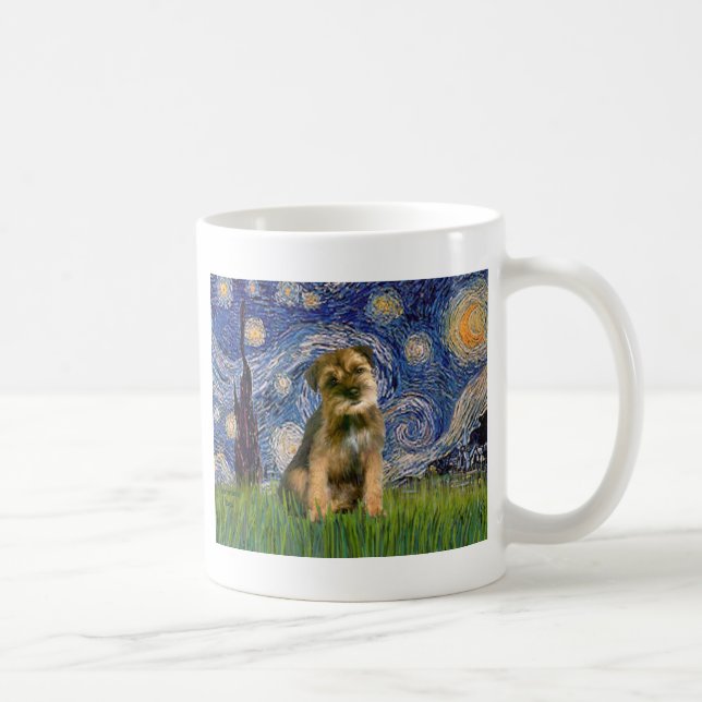 Starry Night - Border Terrier #1 Kaffeetasse (Rechts)