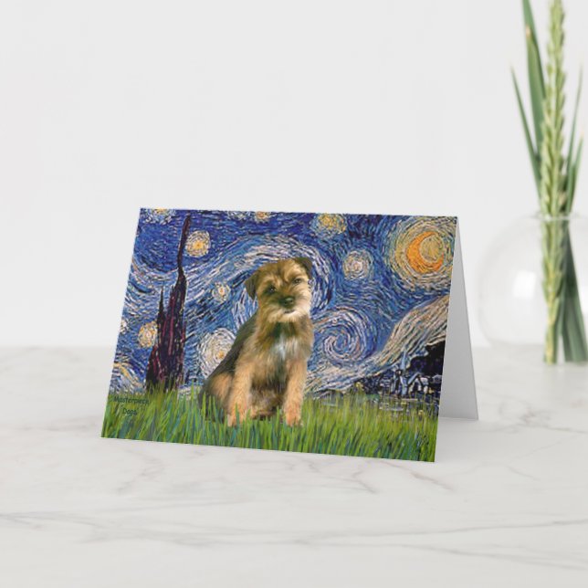 Starry Night - Border Terrier #1 Karte (Vorderseite)