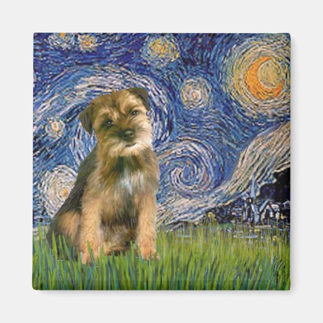 Starry Night - Border Terrier #1 Magnet (Vorne)