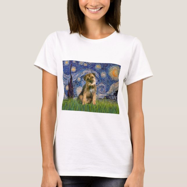 Starry Night - Border Terrier #1 T-Shirt (Vorderseite)