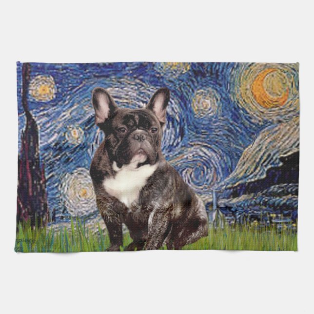 Starry Night - Brindle French Bulldog Geschirrtuch (Horizontal)