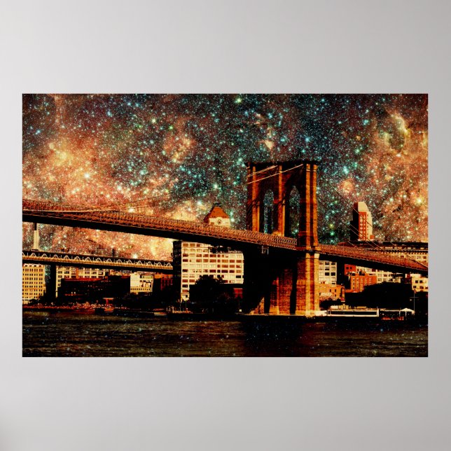 Starry Night Brooklyn Bridge Poster (Vorne)
