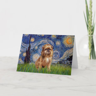 Starry Night - Brown Brussels Griffon Karte