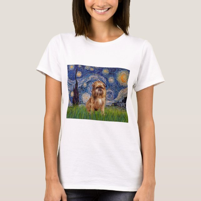 Starry Night - Brown Brussels Griffon T-Shirt (Vorderseite)