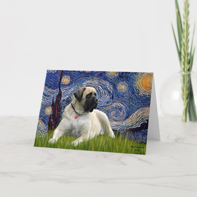 Starry Night - Bull Mastiff (unten) Karte (Vorderseite)