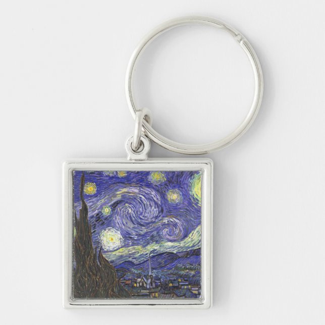 Starry Night by Van Gogh Square Schlüsselanhänger (Vorne)