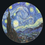 Starry Night by Vincent Van Gogh 1889 Runder Aufkleber<br><div class="desc">Soweit ich weiß,  sind diese Bilder öffentlich zugänglich und sollen in den USA uneingeschränkt genutzt werden können. Bitte kontaktieren Sie mich,  wenn Sie feststellen,  dass eines dieser Bilder nicht in Public Domain sind.</div>