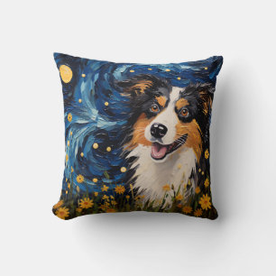 Starry Night Canine Dreamscape - Van Gogh Inspirie Kissen
