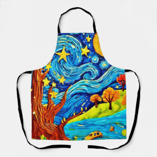 Starry Night Cartoon: Surrealismus Inspiriert Art Schürze
