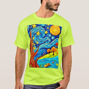 Starry Night Cartoon: Surrealismus Inspiriert Art T-Shirt