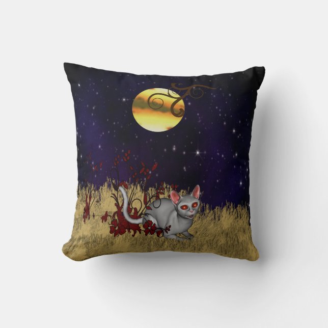 Starry Night Cat American Mojo Throw Kissen (Vorderseite)