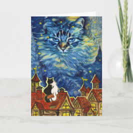 Starry Night Cat Jubiläum Karte