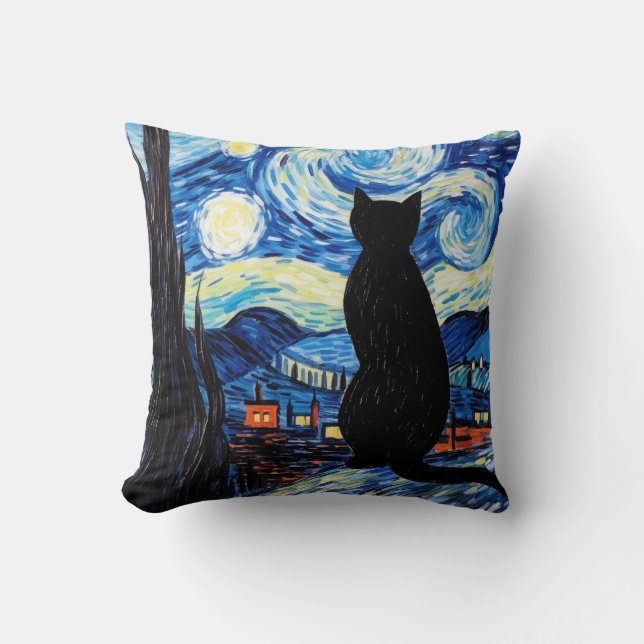 Starry Night Cat Kissen (Vorderseite)