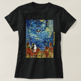 Starry Night Cat mit Website für Frauen T - Shirt