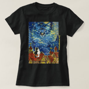 Starry Night Cat mit Website für Frauen T - Shirt